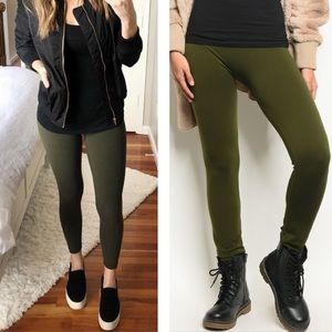 Olive fleece lined leggings